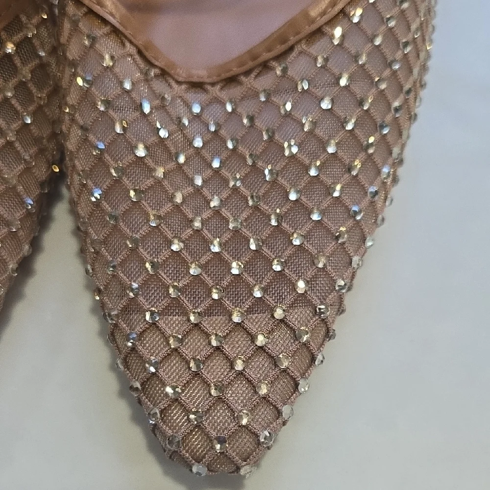 Zara Women's Beige Embellished Heels with Clear Straps - Picture 6 of 10